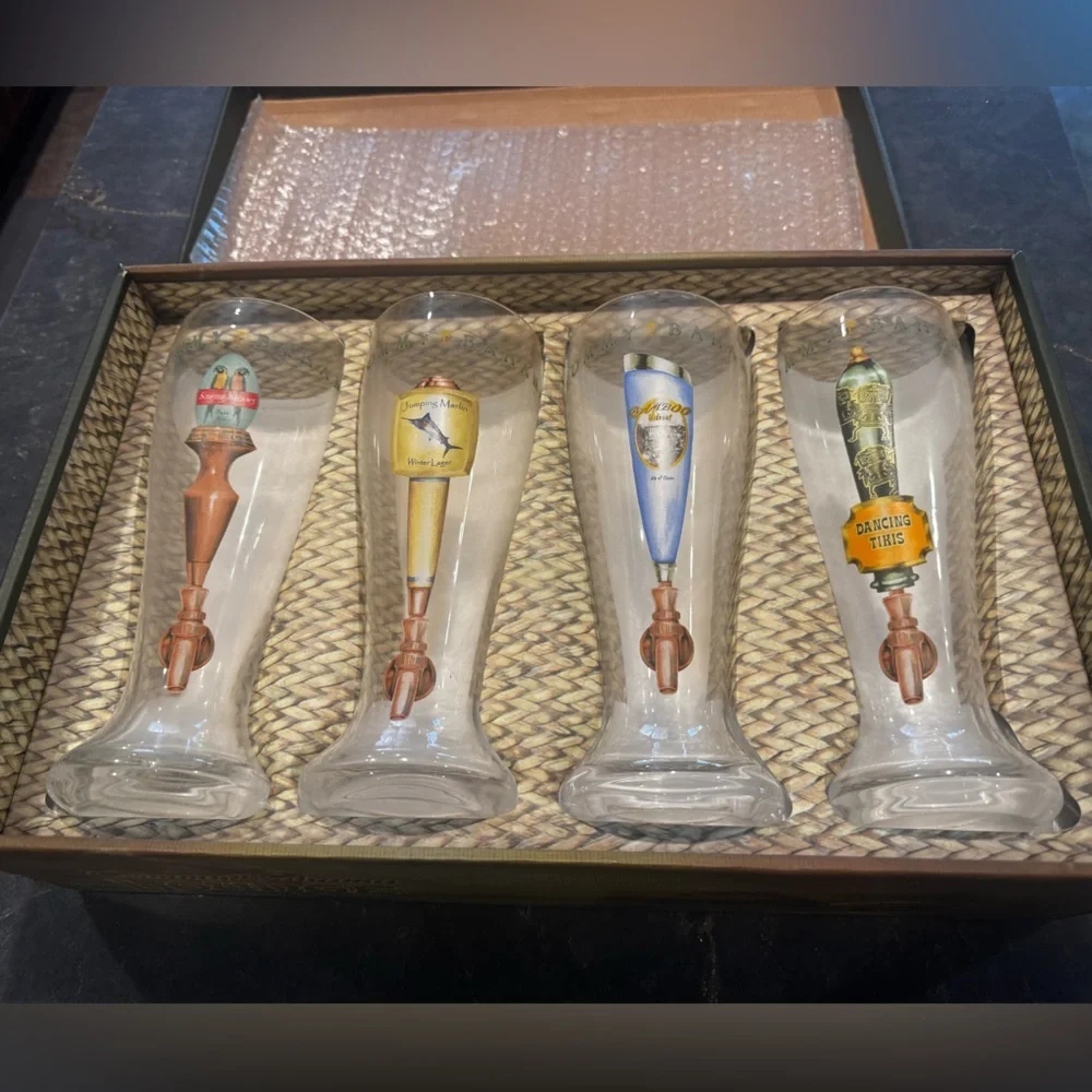 Tommy Bahama Colorful Beer Tap Handle Glass Set